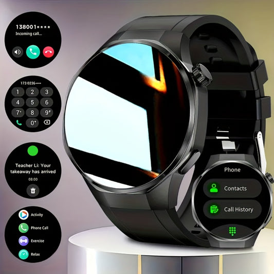 Hexagonal Bezel Smartwatch for Men HD TFT Display 150+ Sports Modes AI Voice Control 100+ Watch Faces Wireless Calling Weather Forecast Activity Tracker Compatible with Android iOS – Black Silver