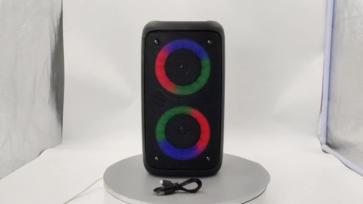 KTS-1265 Portable Wireless Bluetooth Dual Speaker with RGB Colorful Ambient Lighting, 2400mAh Battery, Bass Boost Stereo Sound, USB-C Rechargeable, for Parties Camping Home Gatherings Karaoke