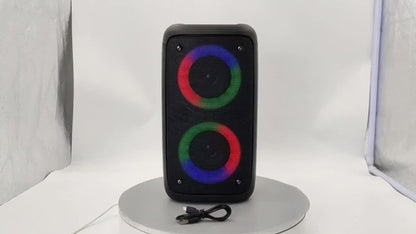 KTS-1265 Portable Wireless Bluetooth Dual Speaker with RGB Colorful Ambient Lighting, 2400mAh Battery, Bass Boost Stereo Sound, USB-C Rechargeable, for Parties Camping Home Gatherings Karaoke