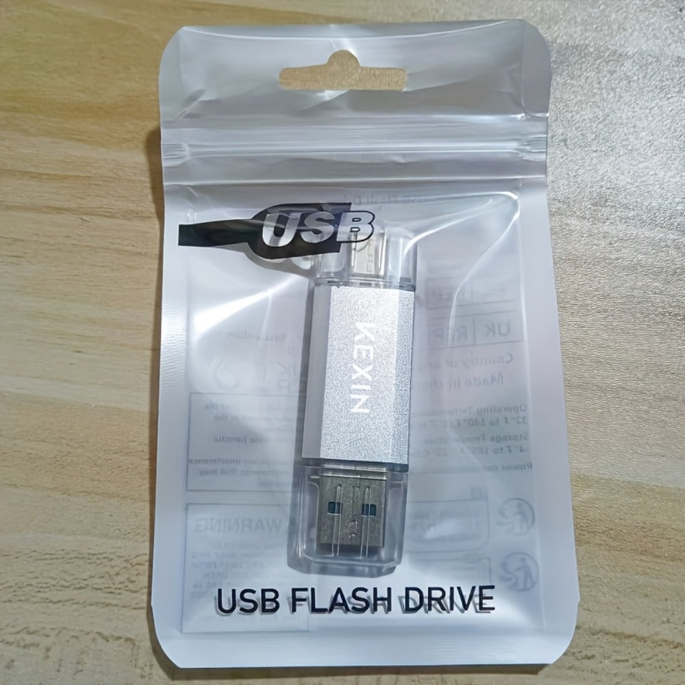 2-in-1 USB Type-C Flash Drive Rotatable Memory Stick for iPhone Android PC – Dual Connector OTG Thumb Drive 32GB 64GB 128GB Compatible with Phones Tablets Computers
