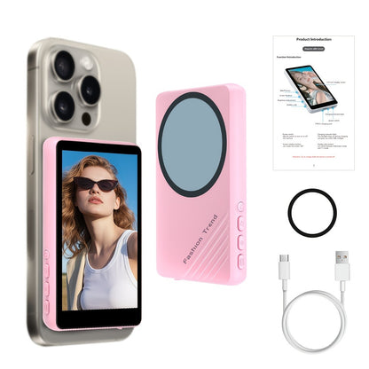 Magnetic Selfie Monitor Screen for Vlogging & Live Streaming – Rear-Facing Main Camera Display for iPhone & Android, High-Resolution Selfie Screen for TikTok, YouTube & Instagram Content Creation