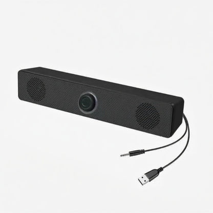USB Wired Computer Soundbar Speaker for PC Desktop Laptop Monitor, Stereo Surround Sound Bar with Knob Volume Control, Plug & Play, No Battery Required, Slim Design for Home Office Gaming