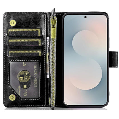 Wallet Case for Samsung Galaxy S25 FE – Luxury Leather Zipper Card Holder ID Window Money Pocket Folio Flip Cover, Slim Protective Phone Case with Card Slots for Galaxy S25 FE Women Men