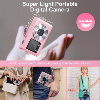4K Dual Screen Digital Camera 18X Zoom Vlogging Camera with Anti-Shake 64GB Card & 2 Batteries – Selfie Point and Shoot Camera Gift for Friends Family