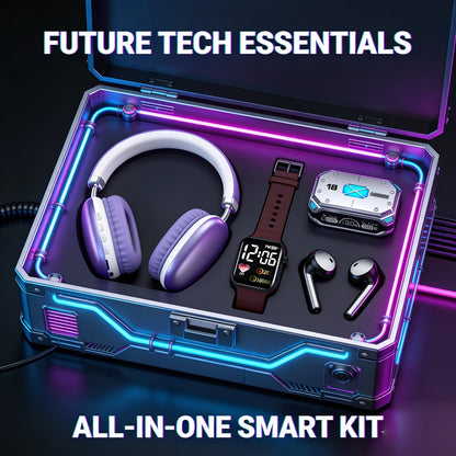 3-Piece Wireless Audio Gift Set Over-Ear Bluetooth Headphones Wireless In-Ear Earbuds Minimalist Watch Ultra-Long Battery iOS Android Back to School Father's Day Gift