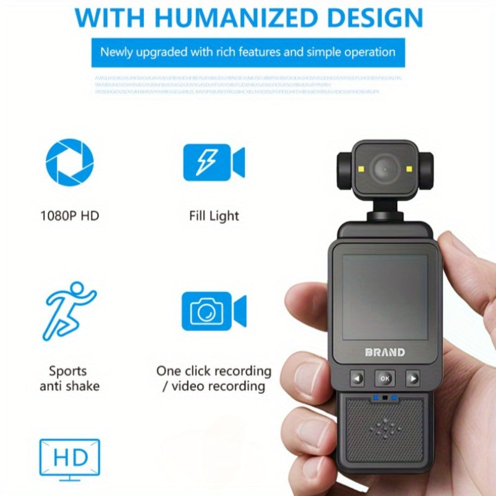 Action Camera 10180P with 360° Rotating Lens, Lightweight 150g Wearable Vlog Camera with 32G Card Option – Pocket-Sized Rechargeable Cam for Vlogging, Sports & Outdoor Adventures