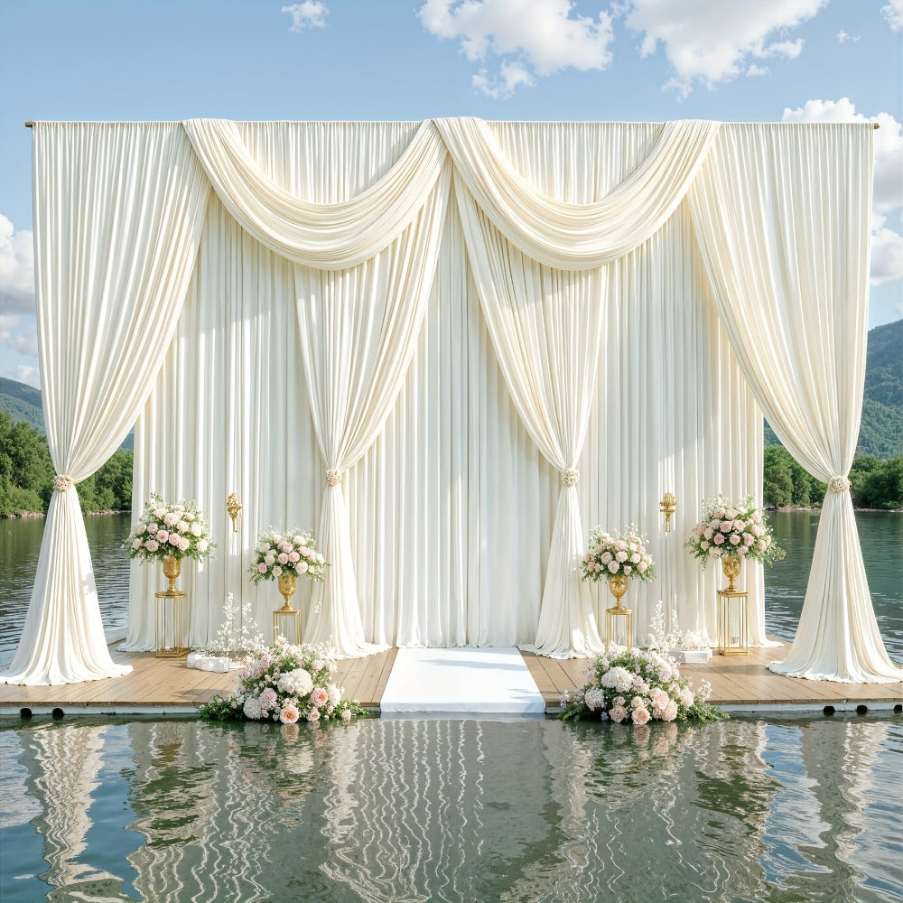2-Pack 10x10ft Spandex Photography Backdrop Curtains - Wrinkle-Resistant Polyester Background Cloth with Pole Pockets for Weddings, Birthdays, Banquets & Photo Studio Events