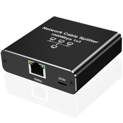 Gigabit Ethernet Splitter 1 to 3 – 1000Mbps PoE Network Splitter, 1 In 3 Out RJ45 Adapter for PC, Laptop, Router, TV, Starlink | Cat5/5e/6/7/8 Compatible, USB Powered, No Config Needed