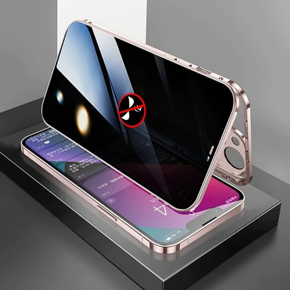 Privacy Screen iPhone Case Anti-Spy Dual-Mode Aerospace Metal Frame MagSafe Magnetic Shockproof Full Body Protection for iPhone 16 15 14 13 12 Pro Max Series – Business Travel Professional
