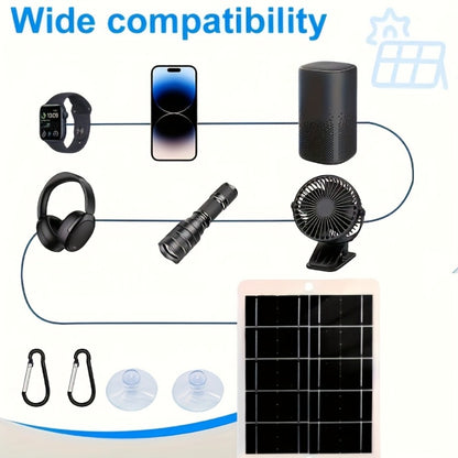 Outdoor Solar Phone Charger 5V USB 2.5A – Portable Solar Charging Panel for Camping Hiking Backpacking | Charges Phones Power Banks Flashlights Fans | Lightweight Compact Emergency Home Backup Solar Power