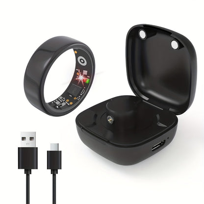 R18 Smart Ring Activity Tracker with 20+ Workout Modes – Sleep & Stress Monitor, Heart Rate, iPhone & Android Compatible, USB Charging, Silvery Black Golden (Size 7-13) Fitness Gift for Men Women