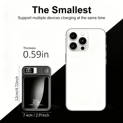 MagSafe Compatible Power Bank 10000mAh Magnetic Wireless Charger 22.5W USB-C Fast Charging LED Display Portable Charger for iPhone 16 15 14 13 12 Series Android Black White