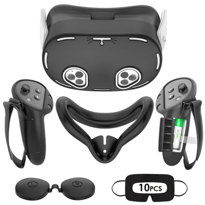 Meta Quest 3S Silicone Cover Set - VR Face Cover Shell Controller Grip Case Camera Lens Protector Full Protection Accessories Kit for Meta Quest 3S