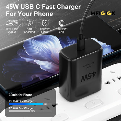 45W Super Fast Charging Block 2-Pack – USB-C Type-C Wall Charger for Samsung Galaxy S23 S22 S21 S20 Ultra Note 20 10 & iPhone 16 15 Pro Pro Max Plus, Compact Power Adapter Duo