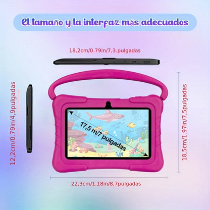 Educational Kids Tablet 7 Inch Android 14, Eye Protection Screen Parental Control GMS Certified, 2GB RAM 32GB ROM 2.4G Wi-Fi, Shockproof Case Dual Camera Pre-Loaded Learning Apps & Games, Children Tablet for Ages 3-12 – Blue Red