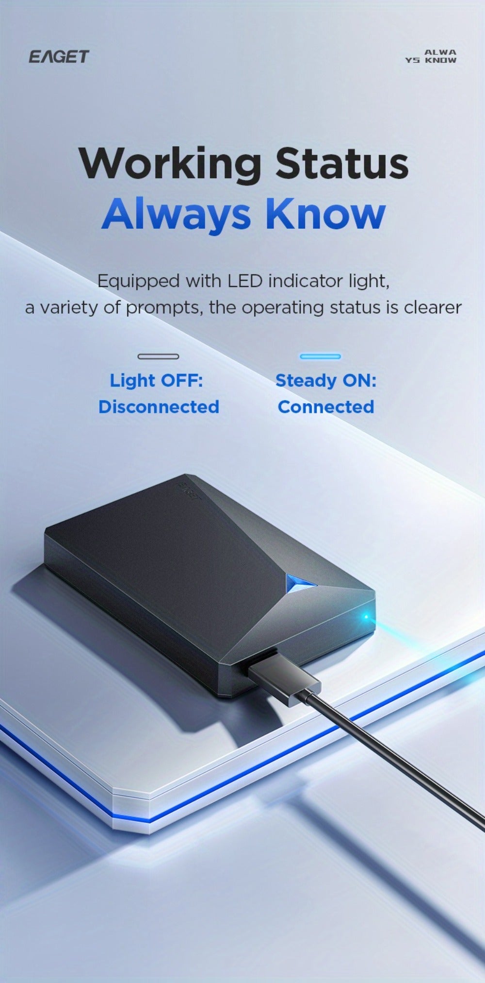 1TB Dual-Disk External Hard Drive USB 3.0 5Gbps High Speed 2.5 Inch Portable HDD Plug and Play for PC Laptop Mac PS4 Xbox Smart TV Data Backup Storage Drive