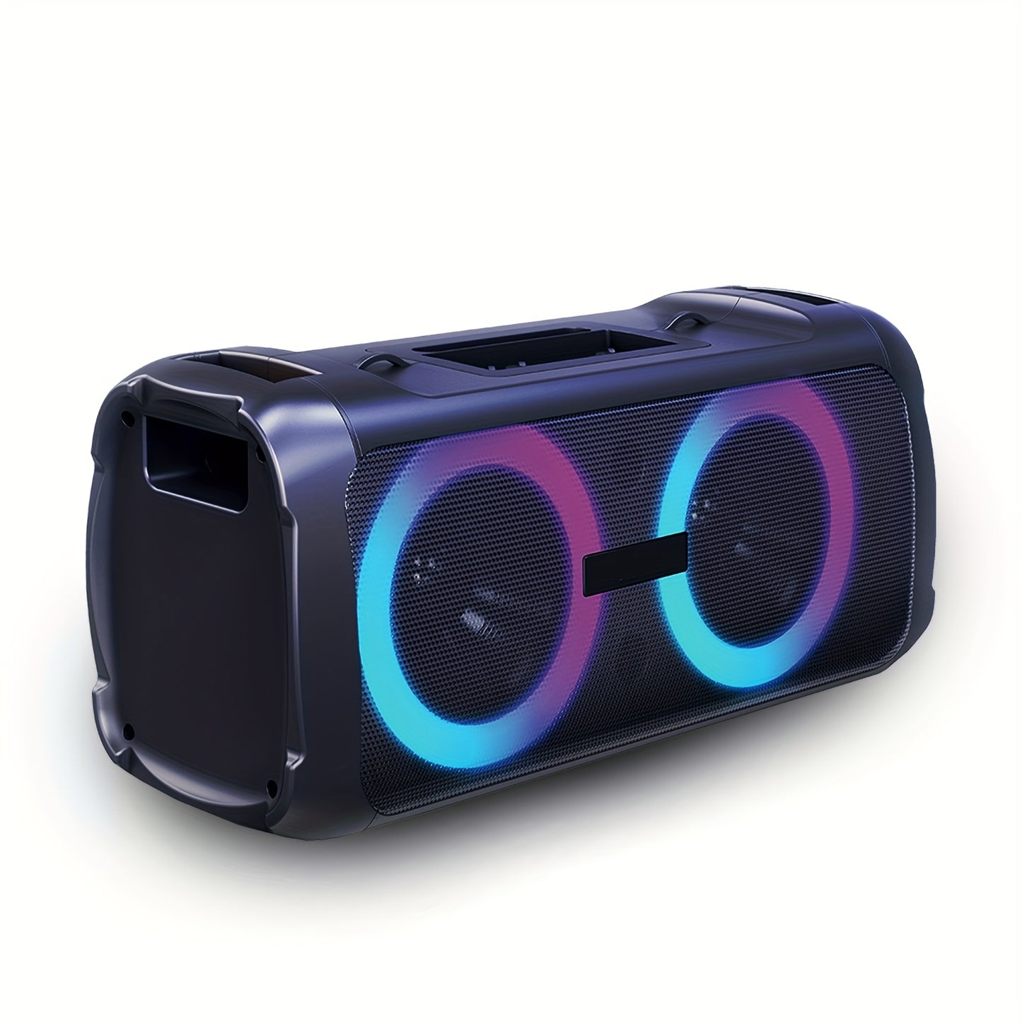 Large Outdoor Party Speaker with Dual 6.5" Subwoofer & LED Lights, Loud Portable Bluetooth Speaker with Shoulder Strap, Phone Tray, Mic Input, TWS Pairing, TF/USB/AUX, 5H Battery for Camping Beach Garage Parties