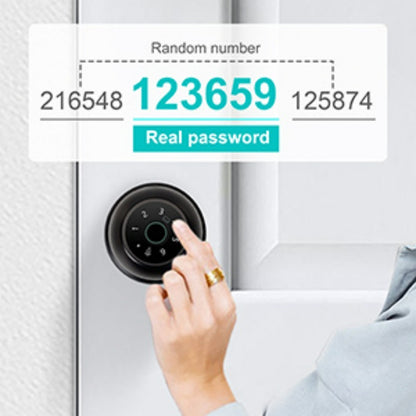 Biometric Handle Lock 5-in-1 Keyless Entry with Fingerprint, App, IC Card, Password & Backup Key – Silent Mode, Anti-Peep Keypad, Electronic Smart Door Handle for Bedroom Apartment Interior Door