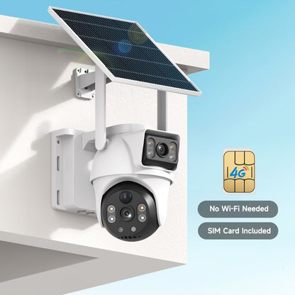 8MP 4G LTE Solar Security Camera Dual Lens PTZ 360° – No WiFi Needed, SIM Card Included, PIR Motion Detection, Full-Color Night Vision, Two-Way Audio, App Control, Outdoor Home & Farm Surveillance