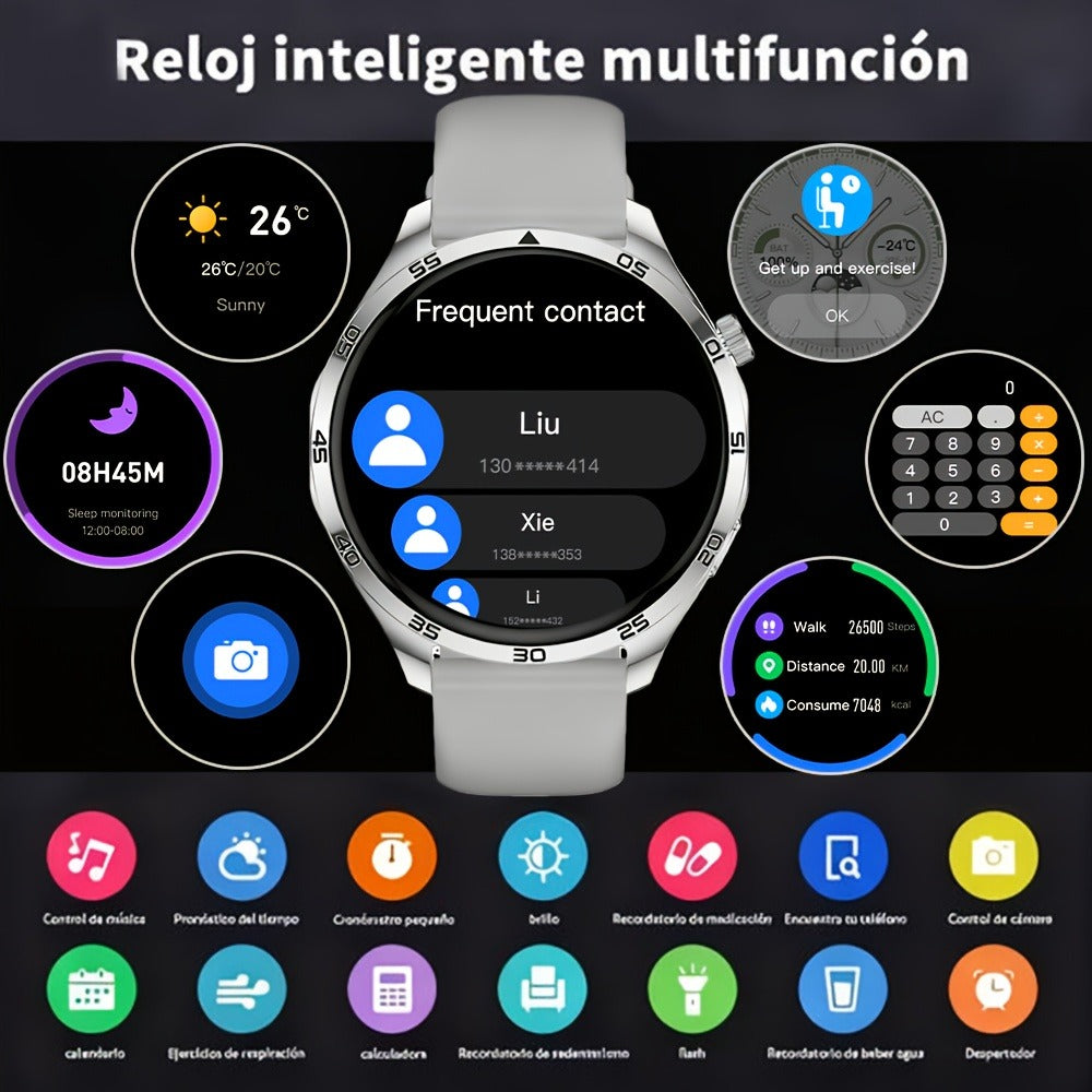 Unisex Smart Watch with Wireless Calling & Remote Camera Control, Fitness Tracker Multiple Sports Modes, Heart Rate Sleep Step Counter, USB Charging Silicone Strap, Compatible with iPhone & Android – Gift Smart Watch for Men Women