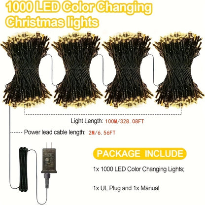 1000 LED 328ft Fairy String Lights Outdoor - Warm White Twinkle Gypsophila Style, 8 Modes, Flexible Wire for Garden, Patio, Backyard, Wedding, Party, Christmas & Bedroom Decoration