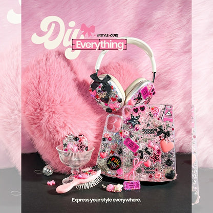 1050pcs Junk Case Charms Kit Kawaii DIY Phone Case Decoration – Bow Charms Letter Beads Flatback Pearls Rhinestones Resin Alloy Coquette Y2K Aesthetic Decor for Teen Girls – Nail Art Craft Supplies