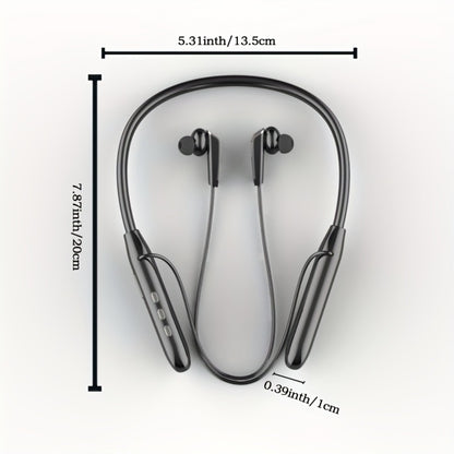 Neckband Sport Bluetooth Earphones Wireless In-Ear Flexible Neckband Extra Long Battery Life LED Display Running Gym Workout Calls Gaming Outdoor Activities Black