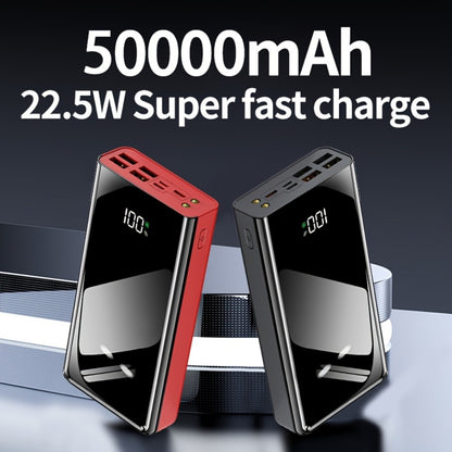 50000mAh High Capacity Power Bank Portable Charger LED Display USB-C Micro USB Fast Charging Multi-Port Emergency Backup Battery for iPhone Android Camping Outdoor Travel Black Red