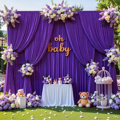 Photography Backdrop 4-Pack 5x10ft Polyester Spandex Background Cloth | Wrinkle-Resistant, Soft & Smooth with Pole Pockets | Wedding, Birthday, Banquet, Party & Event Decoration Curtains