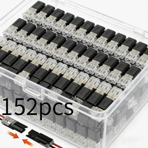152Pcs LED Wire Connectors 2-Pin Quick-Connect Latches, Low-Voltage Plug-and-Play Cable Connectors Up to 36V, Compact Locking Latches for Lighting, Outdoor Wiring, Electricians & DIY Installers