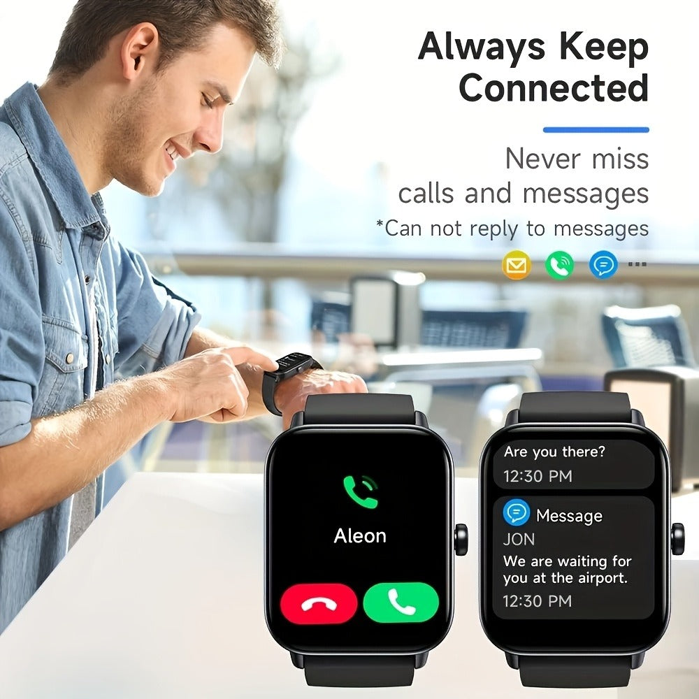 Couple's Set Smartwatch with Voice Assistant – Wireless Calling, Built-in Speaker, Music Control, Fitness Tracker – Matching His & Hers Gift Set Black Pink Silver – iPhone & Android Compatible