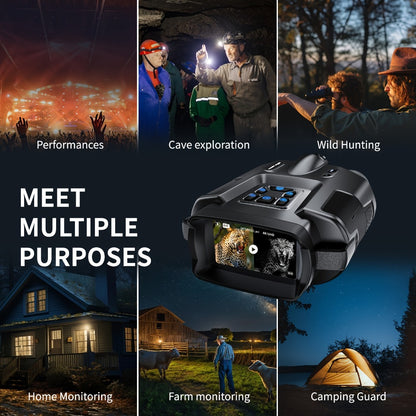 Night Vision Binoculars 4K Digital Infrared, 8x Digital Zoom 5x Optical Zoom, 5000mAh Battery, 3-inch HD Display, 64GB Card, Tactical Flashlight, for Hunting Wildlife Surveillance Outdoor