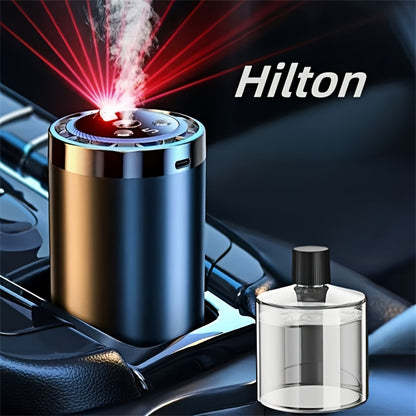 4-in-1 Car Air Freshener Diffuser with Starry Sky Projection – Aromatherapy Humidifier Dynamic Ambient Light, USB Powered, Hilton Cologne Ocean Scents, Fits All Cars | 1 or 3 Bottle Bundle