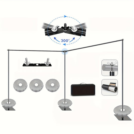 Background Support Stand System 19x6.5Ft 300° Rotating Connector Dual Crossbar with 6 Clamps 3 Weights Carrying Bag for Photography Studio Weddings Events