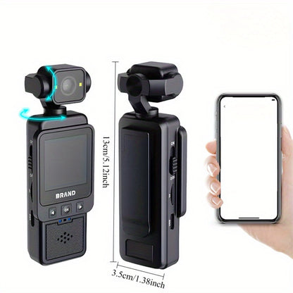Action Camera 10180P with 360° Rotating Lens, Lightweight 150g Wearable Vlog Camera with 32G Card Option – Pocket-Sized Rechargeable Cam for Vlogging, Sports & Outdoor Adventures