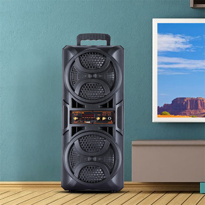 Portable Karaoke Bluetooth Speaker with Wheels & Microphone – Party DJ Sound System Dual 6.5" Woofer LED Lights FM AUX TF USB TWS Rechargeable Outdoor Speaker