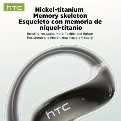 HTC NE19 AI Translation Earbuds TWS 134 Languages, Open-Ear Wireless Bluetooth 5.4 HiFi Audio, Long Battery Life Hands-Free Earphones for Travel Business Sports Casual Daily Use