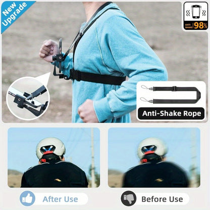Chest Mount Harness for GoPro Hero 13 12 11 10 9 8 – Adjustable POV Chest Strap for Insta360 X4 X3 DJI Osmo Action 4 3 iPhone Samsung Phone – Hands-Free Camera Holder for Bike Kayak Fishing Hiking Vlog