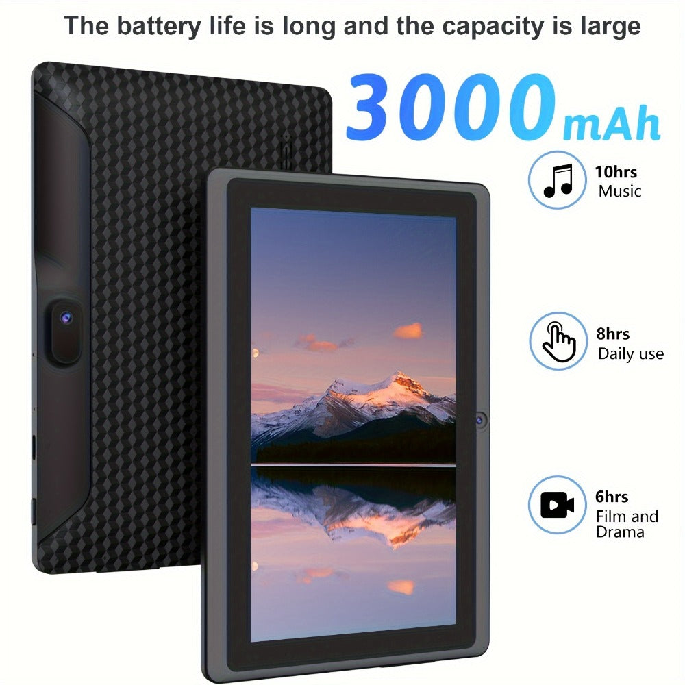 Portable Android 14 Tablet 7 Inch 32GB Storage 512GB SD Expandable Quad-Core 1024x600 IPS HD Touchscreen Dual Camera 2.4G WiFi Lightweight Budget Tablet PC for Browsing Streaming Reading Travel White Black Pink