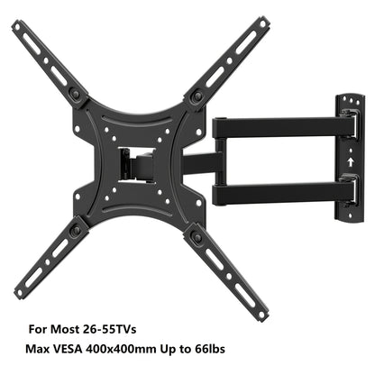 Full Motion TV Wall Mount 37-75 Inch – Heavy Duty Dual Arm Swivel Tilt, 132 lbs Capacity, VESA 600x400mm, Extends 15.4 Inch, Fits LED LCD OLED Flat Curved Screens, Cable Management Included