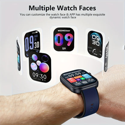Smart Bracelet Smartwatch 1.83" Full Touch – Wireless Calling, Message Notifications, Fitness & Multi-Sport Tracker, Heart Rate Monitor – Unisex Android & iPhone Watch Jet Black Pink Silver