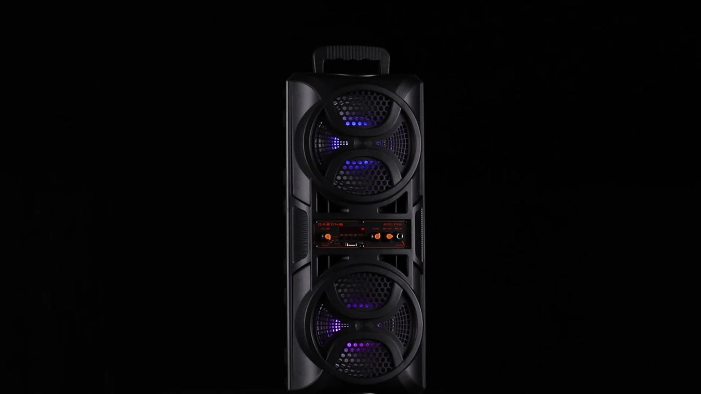 PA Speaker Karaoke Machine 3000W with Dual 6.5" Woofers – Bluetooth Wireless, FM Radio, Party Lights, Wired Microphone Included, Portable Boombox for Parties, Events & Outdoor Use