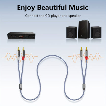 Gold-Plated 2RCA to 2RCA Stereo Audio Cable High-Fidelity Sound for Home Theater HDTV Gaming Consoles Hi-Fi Systems Amplifiers DVD Players Stylish Gold Connectors Lossless Audio Transmission