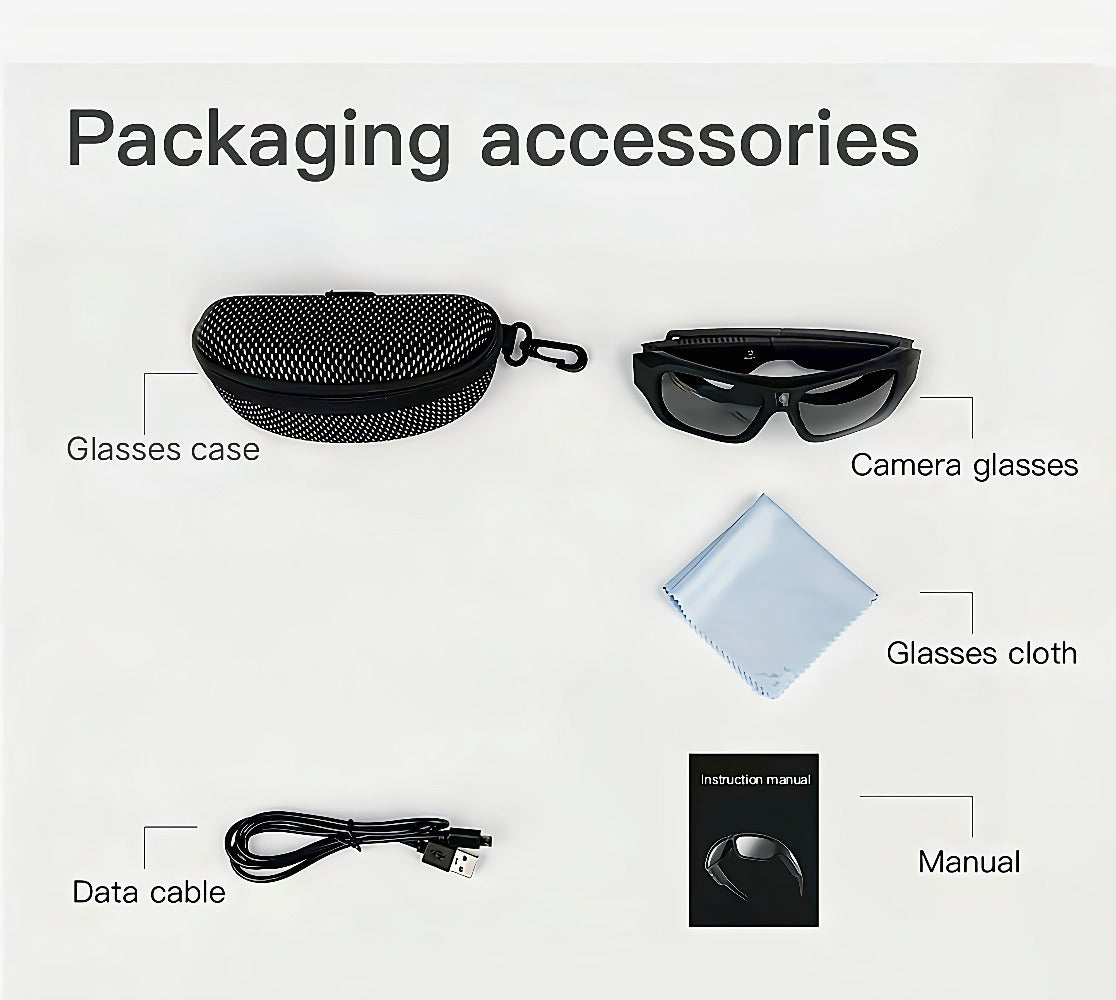4K Camera Glasses UHD Sports Action Cam - 2-Hour Recording, Body Camera Wearable, Bike Running Cycling Recorder, Meeting Minutes, 3840x2160P 30fps, Optional 64GB, Models A31 A33 S36