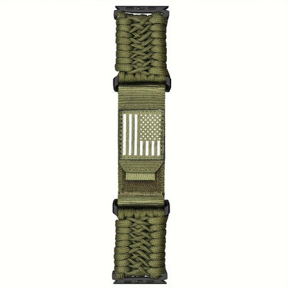 Rugged Nylon Sport Loop Apple Watch Band for Men – Woven Adjustable Strap Compatible with Apple Watch Ultra 3 2 1 Series 11 10 9 8 7 6 5 4 SE 49mm 46mm 45mm 44mm 42mm S M L XL Army Green Black Orange