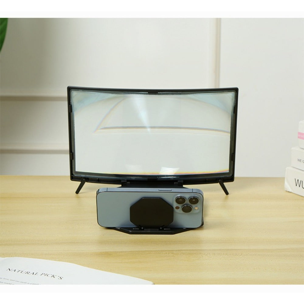 Phone Screen Magnifier 14 or 16 Inch Curved Foldable Stand – Choose HD or Standard Definition Wide Angle Eye Protection Smartphone Amplifier for Movies Gaming Video Calls, Universal iPhone Android Gift