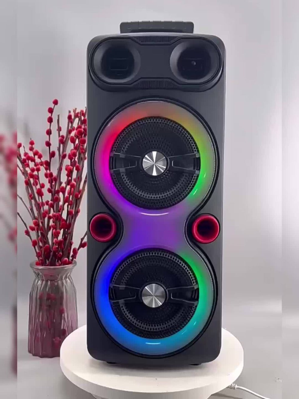 Dual 8.5" Subwoofer Party Speaker 6000W with RGB Lights | Portable Wireless Bluetooth 5.0, TWS Stereo Pairing, FM Radio, Built-in Mic, USB Rechargeable – Outdoor & Indoor Party Boombox
