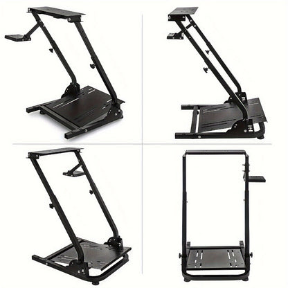 Racing Wheel Stand Height Adjustable 22"-30" Steel Driving Simulator Cockpit – Compatible with Logitech G25 G27 G29 G920, Thrustmaster T300RS TX T500RS & All Fanatec Wheels, Includes Gear Shifter Mount