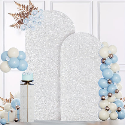Glitter Sequin Arch Cover 2 Set 6Ft & 7.2Ft Metallic Spandex Payette Panel Wedding Arch Backdrop Cover for Wedding Ceremony, Birthday Party, Bridal Shower & Event Decoration