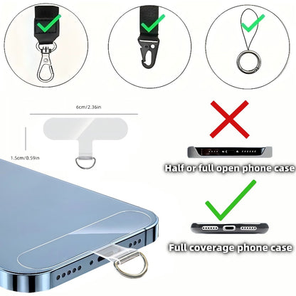 Phone Lanyard Patch 30pcs Transparent TPU Adhesive Pad Metal Buckle Anti-Lost Hook Universal DIY Strap Tether Kit for Phone Cases Keys AirPods Accessories – Clear